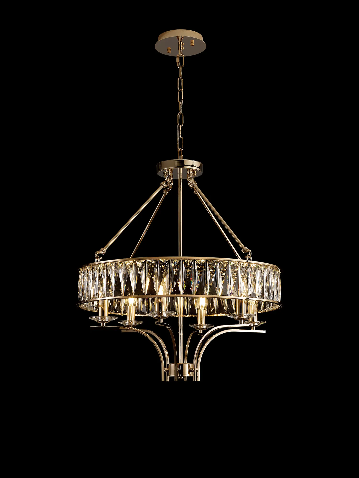 Vivienne Crystal Pendant/Semi Ceiling 6 Light French Gold